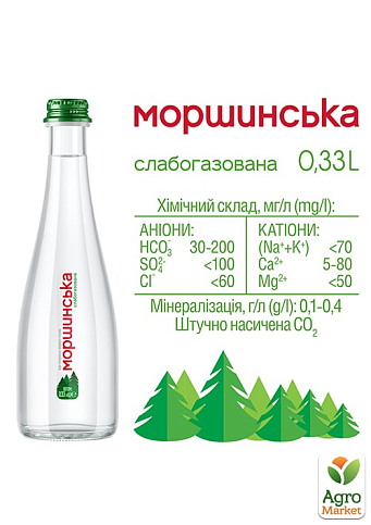 Мінеральна вода Моршинська Преміум слабогазована скляна пляшка 0,33л (упаковка 12 шт) - фото 2