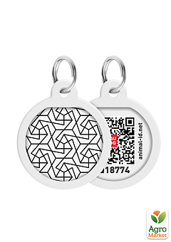 Адресник для собак и кошек металлический WAUDOG Smart ID с QR паспортом, рисунок "Геометрия", круг, Д 25 мм (0625-0202)2