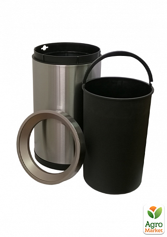 Ведро для мусора JAH 15 л круглое серебряный металлик без крышки с внутренним ведром (7040) - фото 2