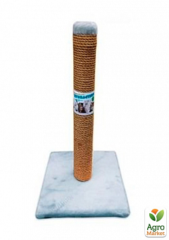 Пушистики   Когтеточка - столбик на подставке джут, серая, 30 х 55 см (6704550)2