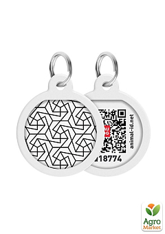 Адресник для собак та кішок металевий WAUDOG Smart ID з QR паспортом, малюнок "Геометрія", коло, Д 30 мм (230-0202)2