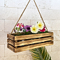 Ящик дерев'яний для зберігання декору та квітів "Франческа" довжина 44см, ширина 17см, висота 13см. (обпалений з довгою ручкою)