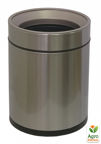 Ведро для мусора JAH 8 л круглое серебряный металлик без крышки с внутренним ведром (6337)