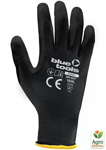 Стрейчевые перчатки с полиуретановым покрытием BLUETOOLS Sensitive (12 пар, XL) (220-2227-10) 