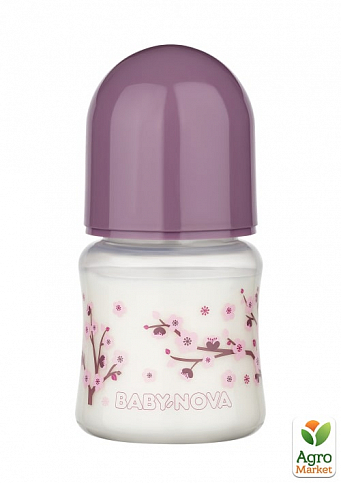 Пляшка пластикова з широким горлечком рожева "Декор" Baby-Nova, 150мл