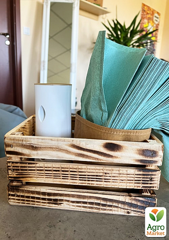 Ящик декоративный деревянный для хранения и цветов "Бланш" д. 25см, ш. 17см, в. 13см. (обожжённый) - фото 4
