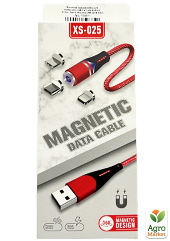 Магнітний зарядка кабель для заряджання USB 3 в 1 для Android, Iphone, Type C Magnetic USB Cable Black