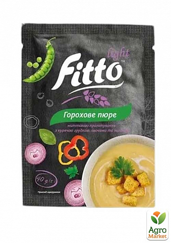 Пюре горохове з курячою грудкою, овочами та зеленню ТМ "Fitto light" саші 40 г упаковка 30 шт - фото 2