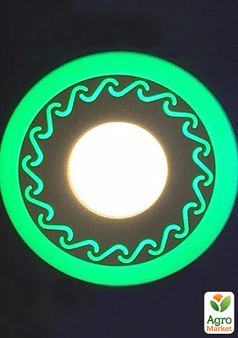 LED панель Lemanso  LM534 "Завитки" круг  3+3W зелёная подсв. 350Lm 4500K 85-265V (331619)