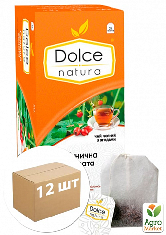 Чай Сунична Соната (чорний з дрібними ягодами) ТМ "Dolce Natura" 25 пакетиків по 2г упаковка 12шт