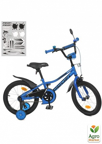 Велосипед детский PROF1 18д. Prime,SKD75,фонарь,звонок,зеркало,доп.кол.,синий (Y18223-1)