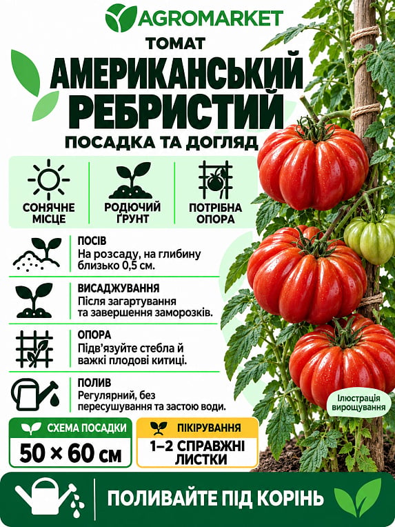 Томат "Американский ребристый" (Зипер) ТМ "Весна" 0.5г