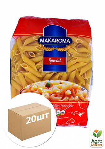 Макарони Penne Rigate (Пір'я) ТМ "MAKAROMA" 500г упаковка 20шт