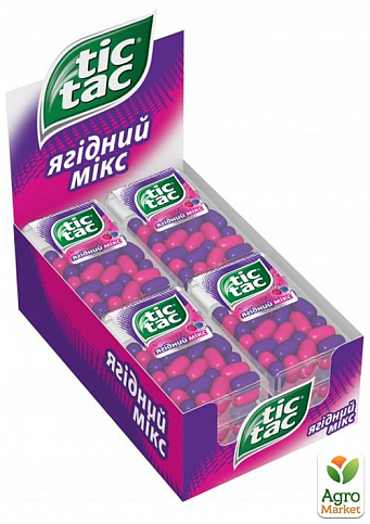 Драже со вкусом малины и голубики Tiс-Tac 16г упаковка 12шт - фото 3