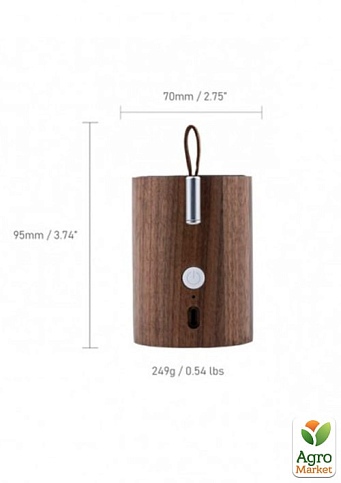 Портативный Bluetooth-динамик со встроенным светильником Gingko Drum, дерево орех (G020WT) - фото 3