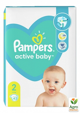 PAMPERS Детские одноразовые подгузники Active Baby Mini (4-8 кг) Средняя 43