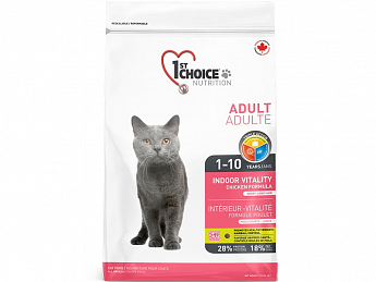 1st Choice Indoor Vitality Short Hair Сухой корм для кошек с курицей 10 кг (2611110)