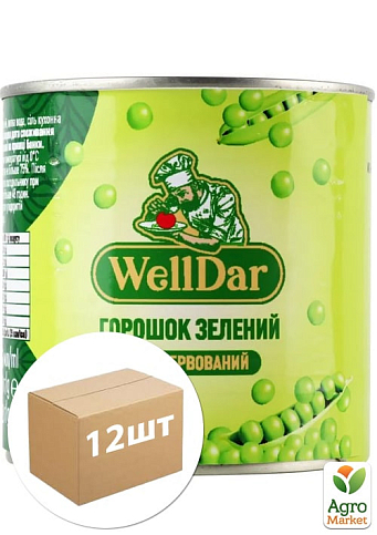 Горошок зелений консервований TM "WellDar" 425 мл упаковка 12 шт