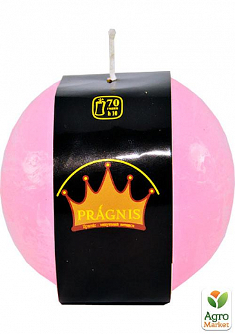 Свеча "Рустик" шар (диаметр 10 см*70 часов) розовая