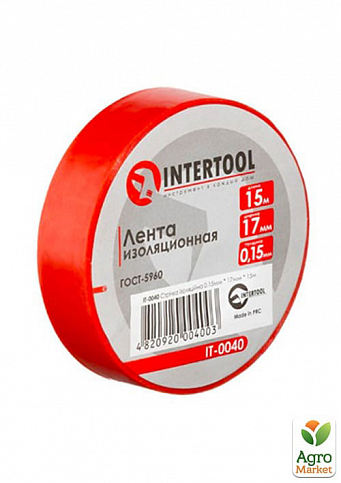 Стрічка ізоляційна 0.15мм * 17мм * 15м червона INTERTOOL IT-0040