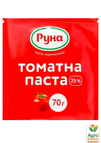 Томатна паста з вмістом сухих речовин 25% (саші) ТМ "РУНА" 70г