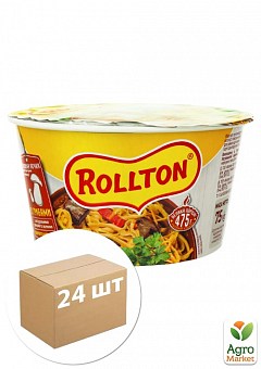Локшина яєчна швидкого приготування (з грибами по домашньому) чашка ТМ "Rollton" 75г упаковка 24шт1
