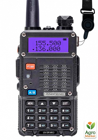 Рация Baofeng UV-5R MK3, UHF/VHF, 5 Вт, 1800 мАч + Ремешок на шею Mirkit (8013)