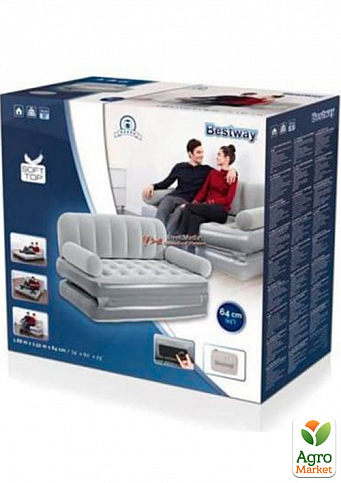 Надувной диван с встроенным насосом, флокированный трансформер 3 в 1 ТМ "Bestway" (75079) - фото 3