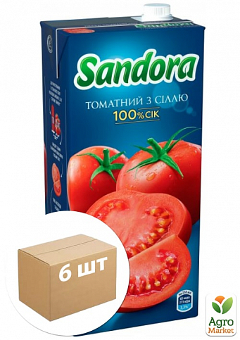 Сок томатный (с солью) ТМ "Sandora" 2л упаковка 6шт