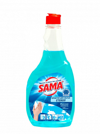 Засіб для миття скла "SAMA" 500 мл запаска (морозна свіжість)