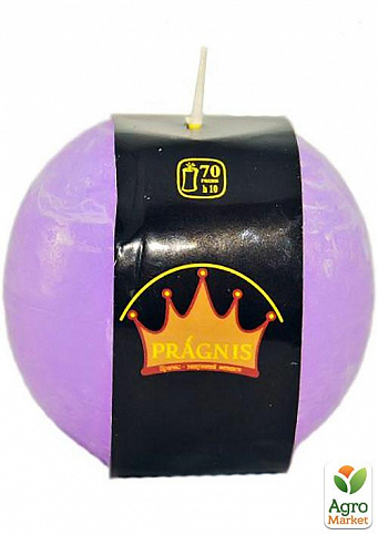 Свеча "Рустик" шар (диаметр 10 см*70 часов) фиолетовая