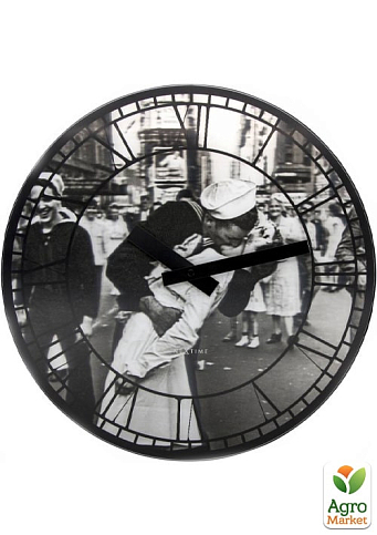Настінний годинник 3D "Kiss me in New York" Ø39 см (3214)