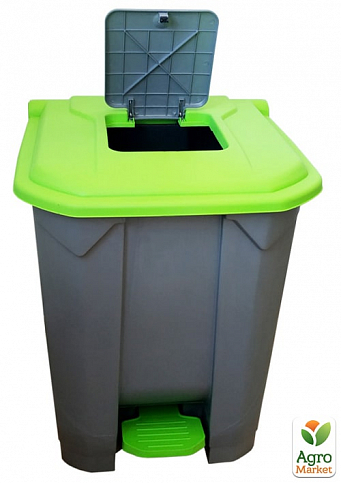 Бак для мусора с педалью Planet 50 л серо-зеленый (6816) - фото 2