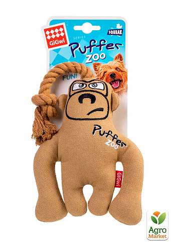 Іграшка для собак Мавпа з пищалкою GiGwi Puffer zoo, текстиль, мотузка, 31 см (2317) - фото 2
