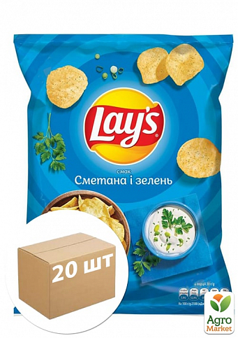 Картофельные чипсы (Сметана и зелень) ТМ "Lay`s" 71г упаковка 20шт
