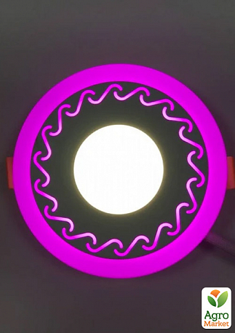 LED панель Lemanso  LM534 "Завитки" круг  3+3W розовая подсв. 350Lm 4500K 85-265V (331621)
