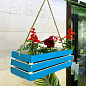Ящик декоративный деревянный для хранения и цветов "Франческа" д. 44см, ш. 17см, в. 13см. (синий с длинной ручкой)