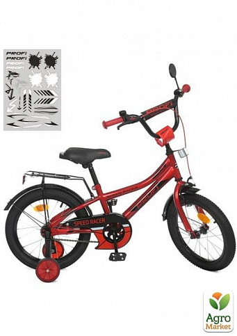 Велосипед детский PROF1 18д. Speed racer, SKD45,фонарь,звонок,зеркало,доп.кол.,красный (Y18311)