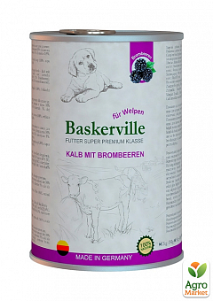 Baskerville Super Premium Влажный корм для щенков с телятиной и еживикой  800 г (5419190)1