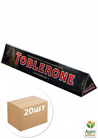 Швейцарський чорний шоколад ТМ "Toblerone" (з мигдалем та медом) 100г упаковка 20шт