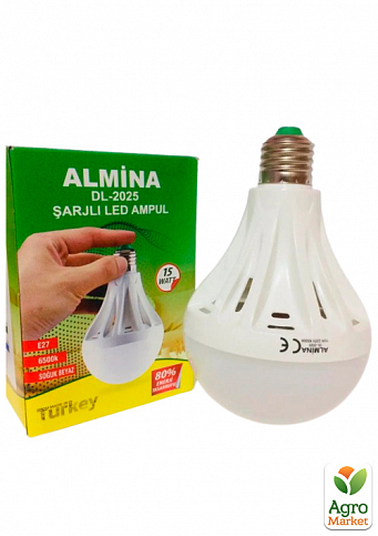 Аварійна акумуляторна LED лампа ALMINA DL-2025 цоколь E27 з акумулятором