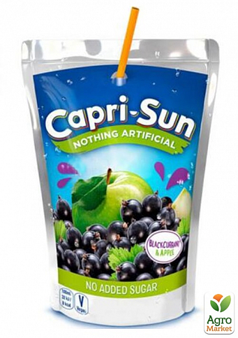 Сок No Added Sugar Blackcurrant & Apple (Черная смородина и яблоко с  подсластителеи) ТМ "Capri Sun" 0.2л упаковка 10шт - фото 2