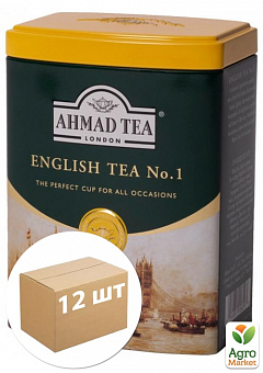 Чай Английский №1 (с ароматом бергамот) железная банка (черный байховый листовой) Ahmad 100г упаковка 12шт2