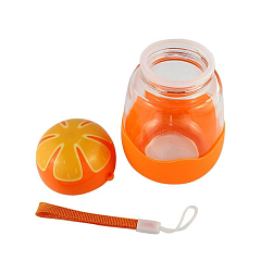 Кухоль зі скла в силіконвій захисті з кришкою Fruits апельсин SKL11-2036301