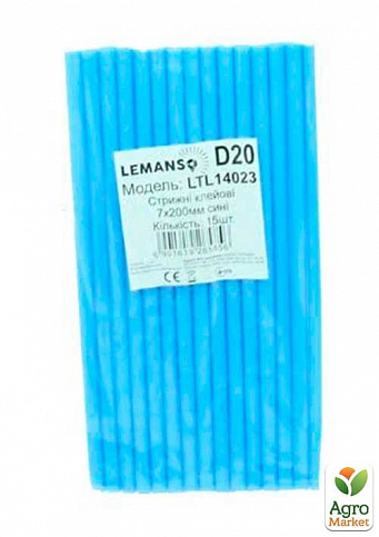 Стрижні клейові 15шт пачка (ціна за пачку) Lemanso 7x200мм сині LTL14023 (140023)