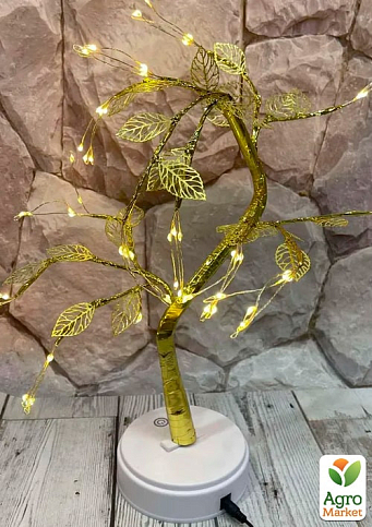 Настільний Світильник DIY Auelife 72 Led Дерево Гірлянда з листочками Теплий Білий 50cm - фото 5