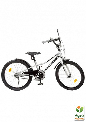 Велосипед детский PROF1 20д. Prime,SKD45,фонарь,звонок,зеркало,подножка, металлик (Y20222)