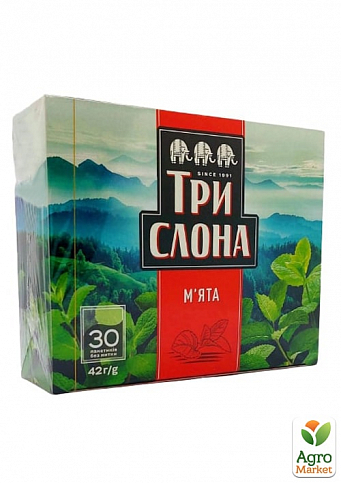 Чай травяной (Мята) цейлонский ТМ "Три Слона" 30 ф/п по 1.4г