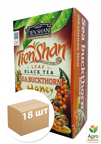 Чай чорний (Обліпиха-мед) пачка ТМ "Тянь-Шань" 20 пірамідок упаковка 18шт