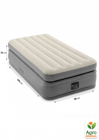 Надувная кровать с встроенным электронасосом односпальная ТМ "Intex" (64162) - фото 3
